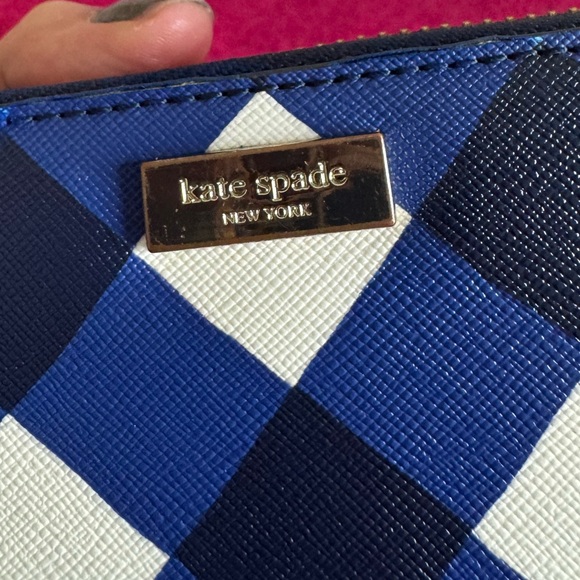 KATE SPADE 💙 Navy Blue & White Checkered Wallet and Wristlet ⭐️ Like NEW - Picture 5 of 12